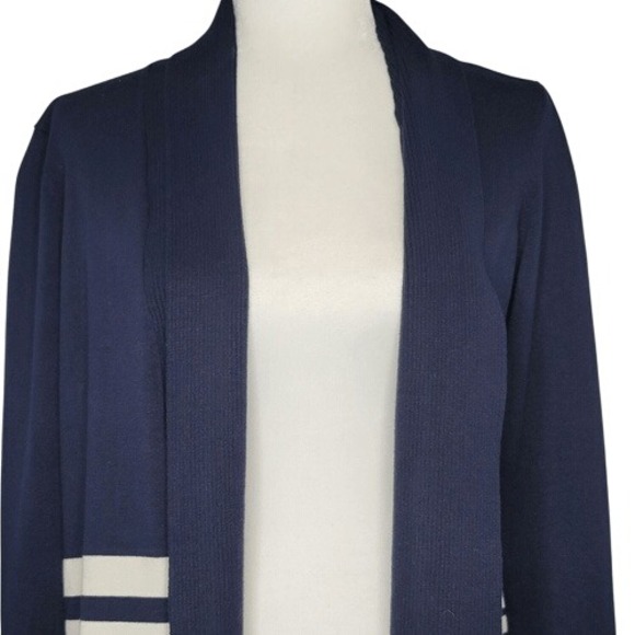 Roz & Ali Blue & White Long Sleeve Cardigan - Picture 3 of 12